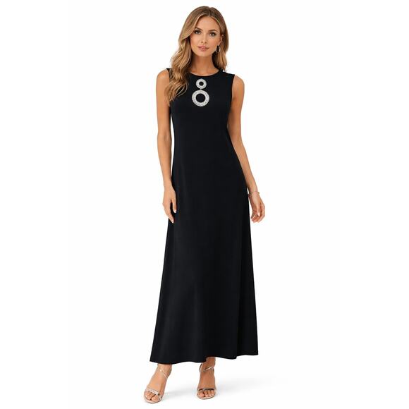 Carmen Marc Valvo Dresses & Skirts - Carmen Marc Valvo Dress Size M Black Solid Sheath Below Knee Sleeveless New